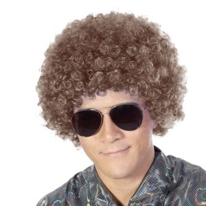 FREE BEAUTY Fluffy Afro Synthetic Clown Wig for Men Women Cosplay Anime Party Christmas Halloween Fancy Funny Wigs (Brown)